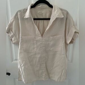 Max Studio Light Beige Casual Button Down Shirt